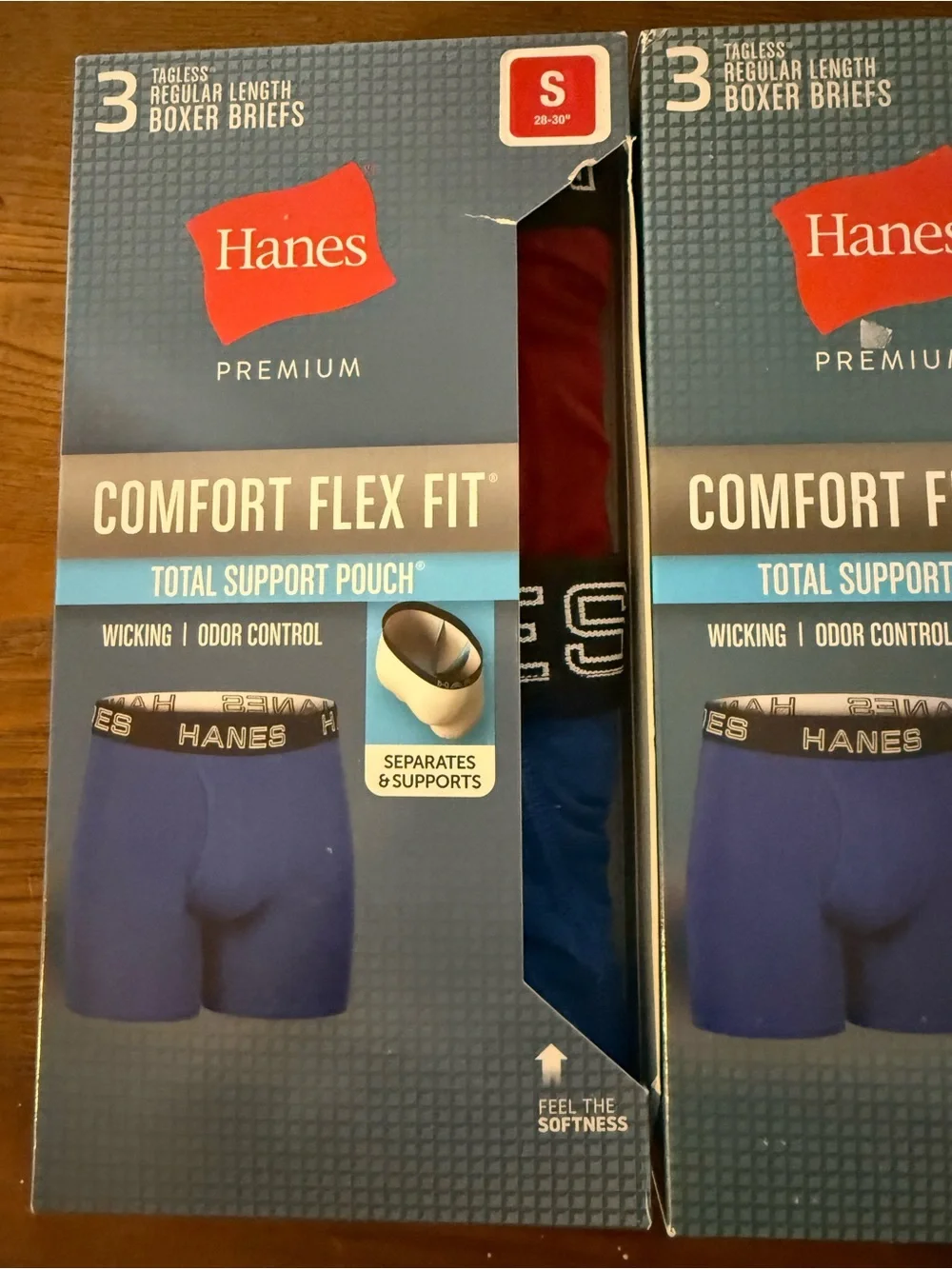 Hanes Premium Comfort Flex Fit 6 Boxer Briefs Reg Length Small Tagless
